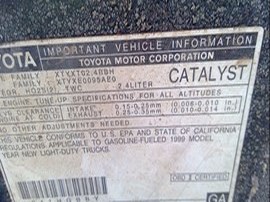 1999 TOYOTA TACOMA GREEN SR5 EXTD CAB 2.4L MT 2WD. Z24876